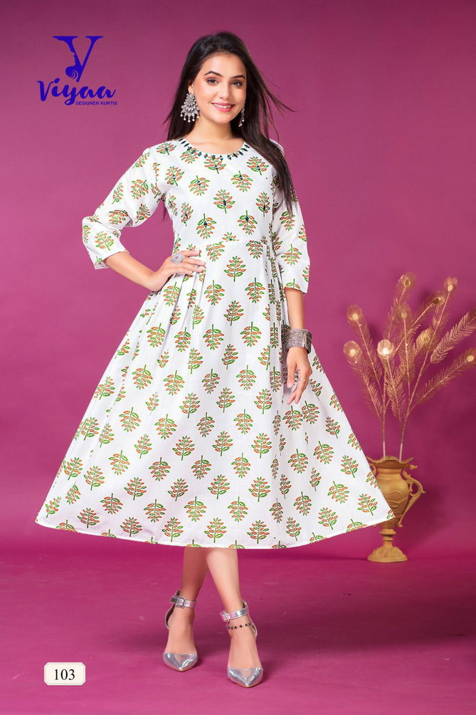 Viyaa Kit Kat Printed Cotton Anarakali Kurti Catalog
